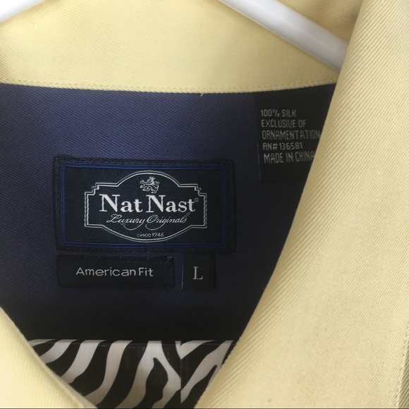 Nat Nast Silk Casual Button Shirt Yellow Large - Picture 2 of 5